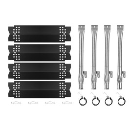 Set of 4 Grill Heat Plates and 4 Burner Tubes with Igniter Electrode Replacement Parts for Nexgrill 4 Burner 720-0830H 720-0783E 720-0958A Grill Replacement Parts for Nexgrill Gas Series