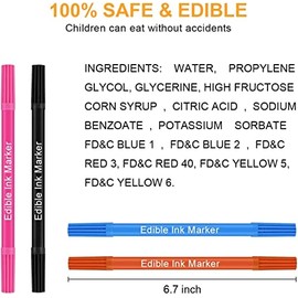 Rotuladores para colorear alimentos, 10 colores comestibles de doble cara con punta fina y gruesa, bolígrafos decorativos comestibles de grado alimenticio para decorar galletas, pasteles, fondant