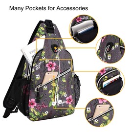 MOSISO Sling Backpack,Travel Hiking Daypack Periwinkle Crossbody Shoulder Bag, Gray