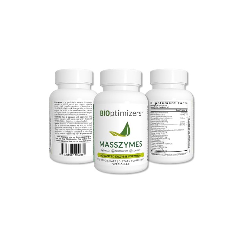 BiOptimizers MassZymes Digestive Enzymes (120 Capsules) and P3-OM Probiotic &