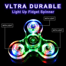 SCIONE SCIONE 5 Pack Fidget Spinners, LED Light Up Fidget Spinner, Easter Party Favor Goodie Bag Stuffers Glow in The Dark Sensory Toys, Stress Reduction and Anxiety Relief Hand Spinner for Kids
