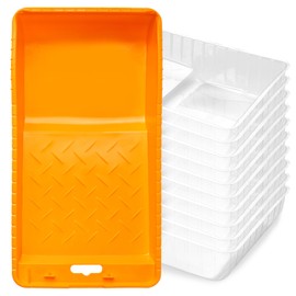 Mister Rui Paint Tray, 4 Inch Plastic Paint Tray with 10 Pieces Paint Pan Liners, Disposable Paint Tray, Paint Roller Tray, Transparent Paint Tray Liners for Painting