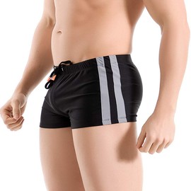 AIMPACT Mens Short Swim Trunks Quick Dry Beach Board Shorts 80s 90s Summer Vintage Swimwear with Lining Swimming Suits, Black, X-Large