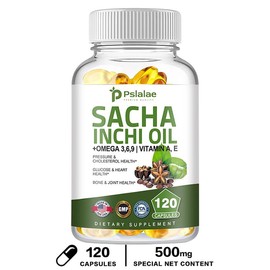 Pslalae - Premium Inca Inchi Oil Vegetarian Capsules - 550mg - Healthy Heart, Brain, Eyes, Immunity, Healthy Joints, Bones, Healthy Skin - OMEGA-3,6,9 - Premium Supplement
