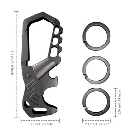 VIYOUVI Heavy Duty Keychain,Car Key Keychains,Bottle Opener Carabiner,Stylish Family Keychain with Bottle Opener and 3 Keyring (Black)