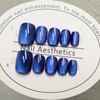 Blue Glitter Press on Nails Medium Square Fake Nails Blue