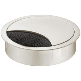 Gedotec Samos Cable Feed-Through Desk Cable Pass Stainless Steel Look Metal Cable Guide for Push-in Cable Box Drill Diameter 80 mm 1 Piece Steel Cable Outlet Round for Office Furniture Table