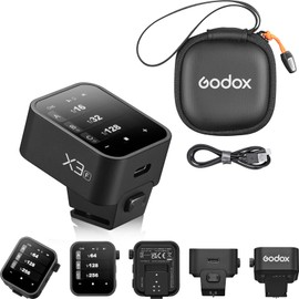 Godox X3 X3F Flash Trigger for Fuji, Touchscreen Interface & Local Controls, Built-in Type-C Charging Battrery, TTL HSS 2.4G Wireless Speedlite Trigger with Storage Bag