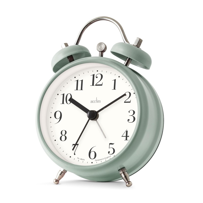 Acctim Shefford Analogue Faux Double Bell Small Alarm Clock (Sage)