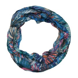 beybey® Fine Batik Women's Silk Loop Scarf in Irresistible Colours – High-Quality Silk Scarf – Swiss Alps, SWS Blue