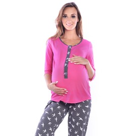 Mija 4054 3-in-1 Nursing Pyjamas / Maternity Pyjamas, Pink/Graphite