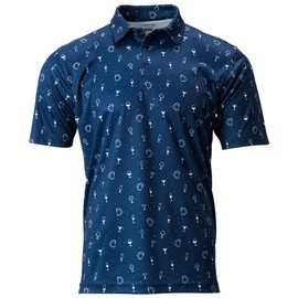 TGW Men's Cocktail Print Golf Polo Navy L
