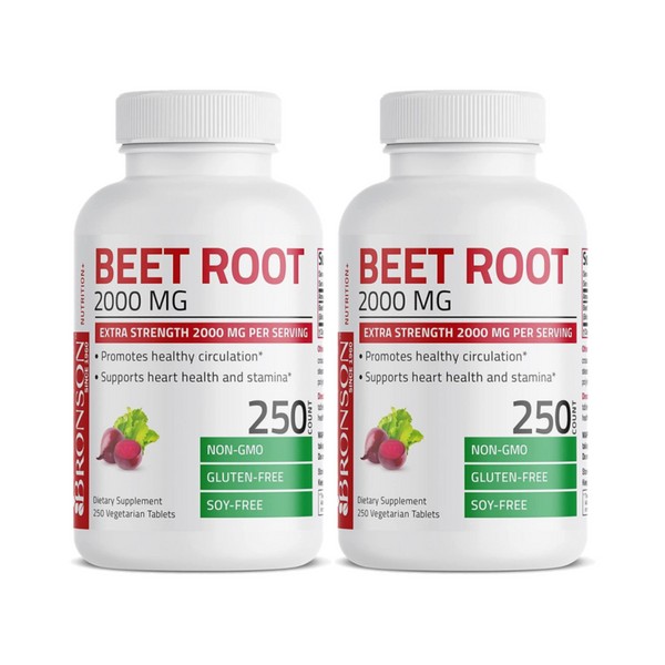 Heart Bronson Beet Root Extract 2000mg Health 250 Capsules (2 bottles) / 심장 브론슨 비트 뿌리 추출물 2000mg 헬스 250캡슐 2통