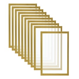PATIKIL Magnetic Sign Holder 8.5x11 Set of 10 Magnetic Display Frame A4 Magnetic Picture Frame Self-Adhersive Reusable Double Sided Display Refrigerator Whiteboard Window Wall Photo Golden