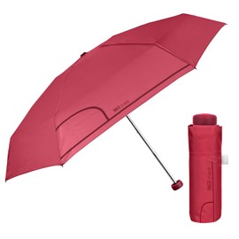 PERLETTI Pocket Umbrella Compact for Women - Mini Umbrella Super Small Foldable Girls with Manual Opening - Women's Umbrella with Case - Diameter 90 cm, red