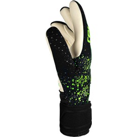 Reusch Pure Contact Gold Non-Slip Goalkeeper Gloves Men and Women Football Gloves for Adults Suitable for All Weather Conditions and Pitch Surfaces, Black/Green, 7.5