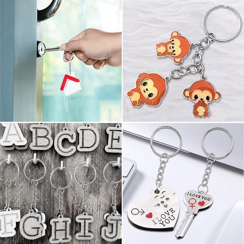 OFKPO 100Pcs Keychain Ring with Chain, Open Jump Rings Metal