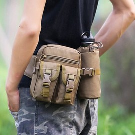 Tactical Waist Bag with Bottle Holder,Mens Fanny Pack Large Waist Pack Waterproof Military Hip Belt Bumbag with Adjustable Strap for Outdoor Hiking Climbing Fishing Shooting (Camouflage)