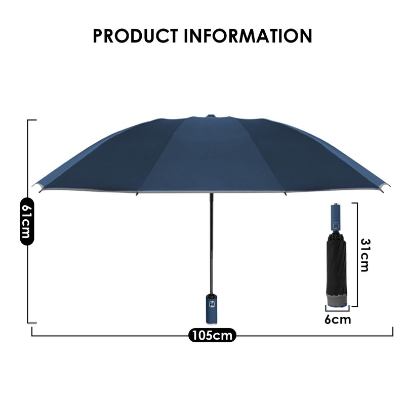 Sykrawki Windproof Inverted Umbrella with 10 Ribs, Automatic Open/Close, Compact,