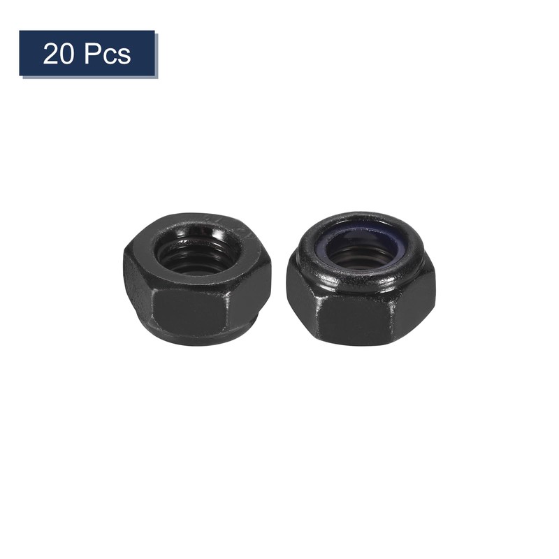 sourcing map 20Pcs M8 x 1.25 Nylon Insert Hex Lock