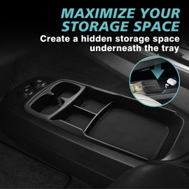 BestEvMod Lower Center Console Organizer Tray Compatible with Kia EV6 2022-2024 2025 Interior Accessories Storage Box ABS Material with PVC Trim Accessories (Lower Organizer-V2)