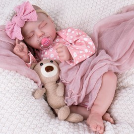 Aori Lifelike Reborn Baby Dolls Real Life Realistic Baby Dolls 20 '' Sleeping Newborn Baby Girl with Pink Clothes Set