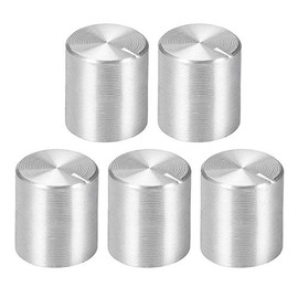 sourcing map 5pcs Potentiometer Knob Knurled Shaft Silver Tone Aluminum 6mm Shaft Dia. Rotary Knob 10mmx10mm Volume Control Knob