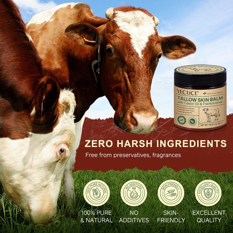 Yecuce Beef Tallow for Skin & Face Cream with Castor