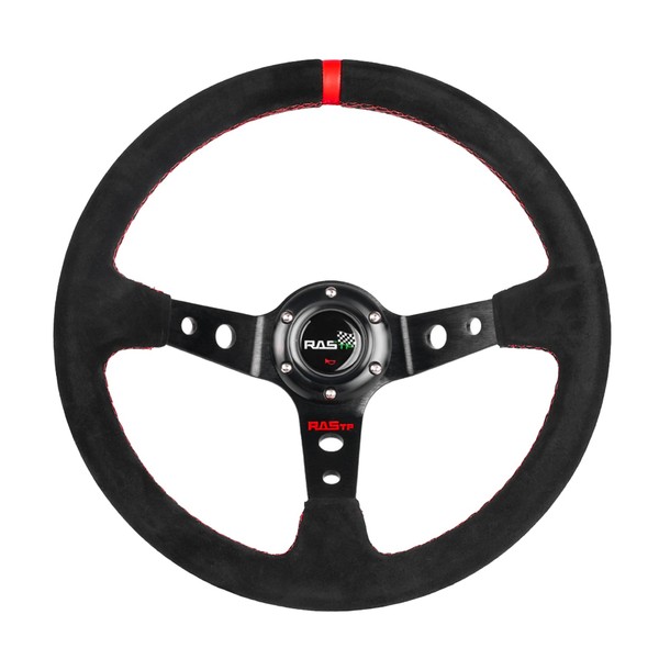 RASTP Universal Racing Steering Wheel Suede Deep Dish 13.58”/345mm 6