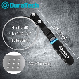 DURATECH Standard Swivel Oil Filter Wrench, Oil Filter Removal Tool, Fits Filters 3-1/4" - 3-7/8", Perfect for Car Repair Tools