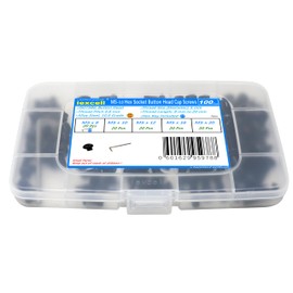 iexcell 100 Pcs M5 x 8/10/12/16/20 Alloy Steel 10.9 Grade Hex Socket Button Head Cap Screws Bolts Assortment Kit, Black Oxide Finish