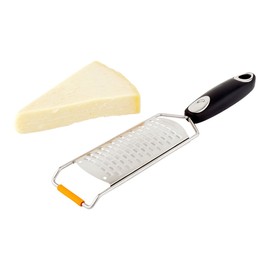 Restaurantware Met Lux 12 Inch Hand Grater, 1 Coarse Cheese Grater - With Handle, Slip Protection, Stainless Steel & Plastic Rasp Grater, For Grating Cheese & Vegetables