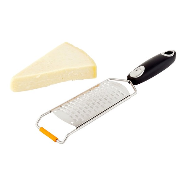 Restaurantware Met Lux 12 Inch Hand Grater, 1 Coarse Cheese Grater - With Handle, Slip Protection, Stainless Steel & Plastic Rasp Grater, For Grating Cheese & Vegetables