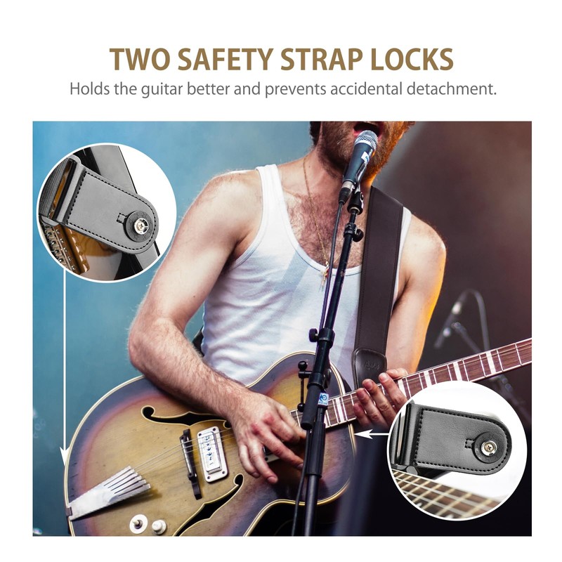 POGOLAB Guitar Strap for Electric Guitar & Bass, Wide Bass