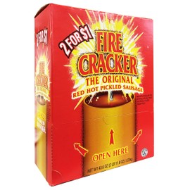 Penrose Fire Cracker Original Red Hot Pickled Sausage - Mouthwatering Flavor, Ready to Eat - Box of 50 Sachet