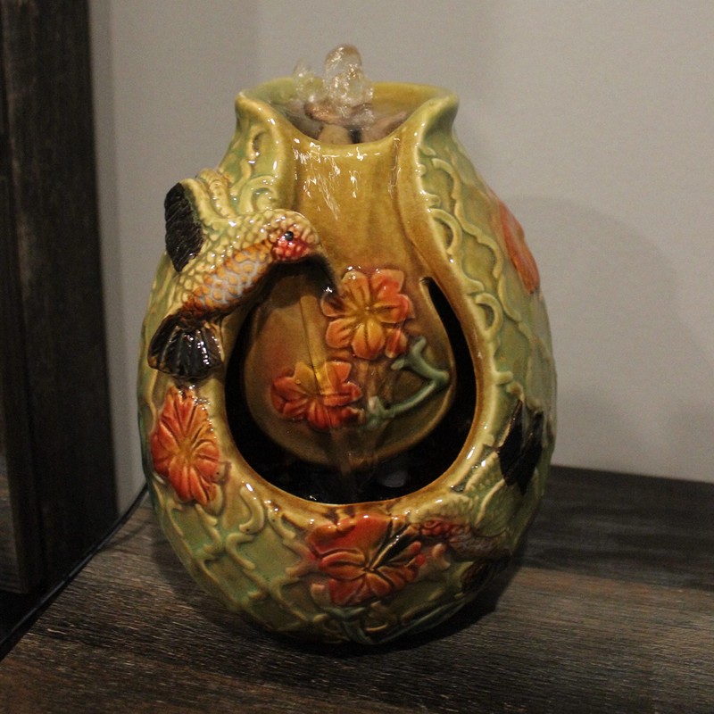 Gift Essentials Hummingbird Tabletop Ceramic Water Fountain - Relaxing, Bubbling