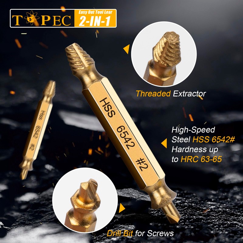 TOPEC Small Screw Extractor Set, 13 PCS Stripped Screw Removal