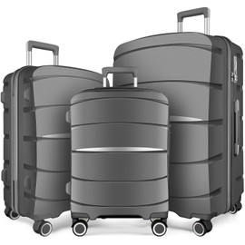 Axidou Luggage Sets with Spinner Wheels (20/24/28 Inch), PP+ABS Suitcase Sets