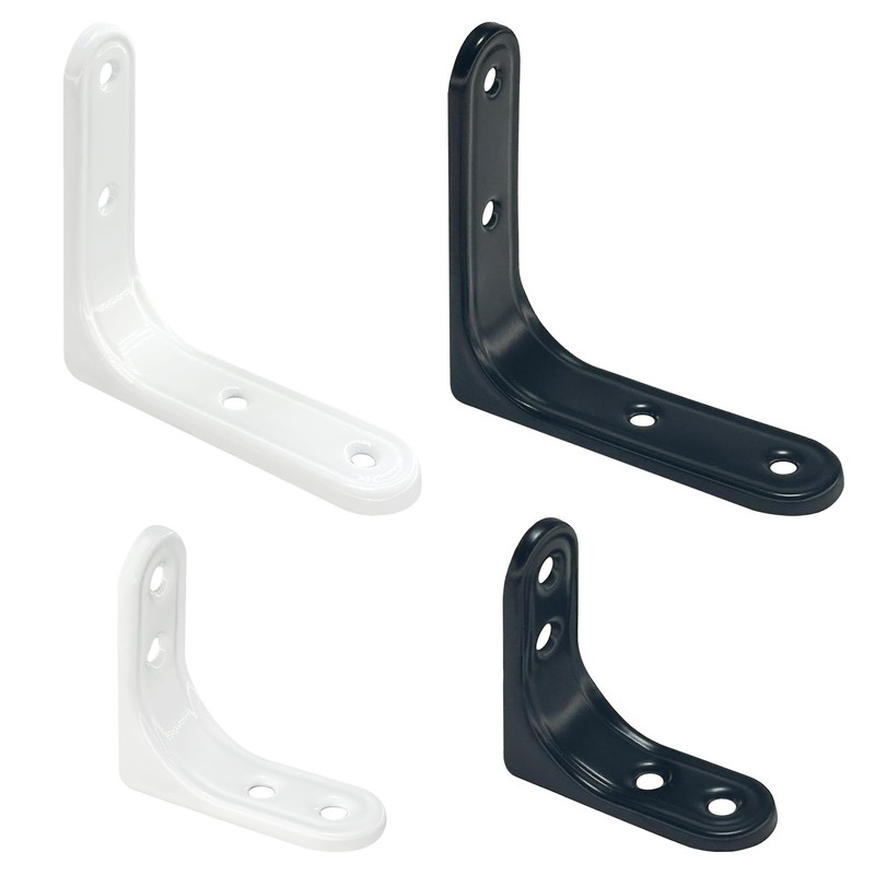 12 PCS Furniture Shelf Brackets, 90-Degree Metal L-Shaped Corner Supports