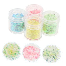 LALAFINA 4pcs Chunky Glitter Sequins for Crafts Iridescent Nail Art Flakes Night Glow Glitter for Special Occasions Weddings and Parties