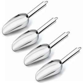 LIANYU Mini Ice Scoop Set of 4, 3 Ounce Stainless Steel Scoop, Small Metal Food Scoops for Candy Flour Sugar, Utility Scoop for Kitchen Bar, Mirror Finish, Dishwasher Safe
