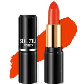 Labial Mate Profesional No Transfiere, Fórmula Vegana Cruelty Free con 12 Horas de Hidratación y Alta Pigmentación, Acabado Mate Sedoso que No Reseca, Ideal para Bodas y Uso Diario (Naranja brillante)