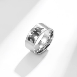 PikaLF Bear Ring for Men, Norse Viking Bear Head Ring, Retro Animal Ring with Engraved Bear and Forest, Vintage Bear Totem Amulet Ring, Hip Hop Biker Ring, Punk Animal Bear Jewelry, NO