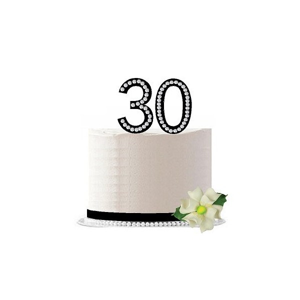 Number 30 Rhinestone Bling 30th Birthday / Anniversary Sparkle Cake Decoration Topper
