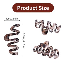 4pcs Wavy Claw Clips, Acrylic Anti-Slip Large Claw Clips for Thick Long Hair Fashion Hair Barrettes Cute Styling Accessories for Women and Girls
