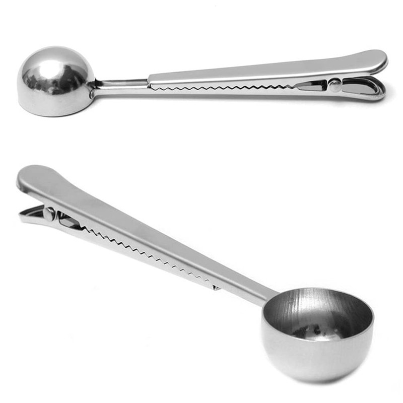 2 Pack 7Inch Coffee Scoop Measuring with Bag Sealing Clip