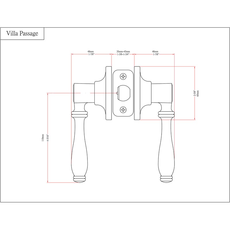 Designers Impressions Villa Design Polished Chrome Passage Door Lever (Hall