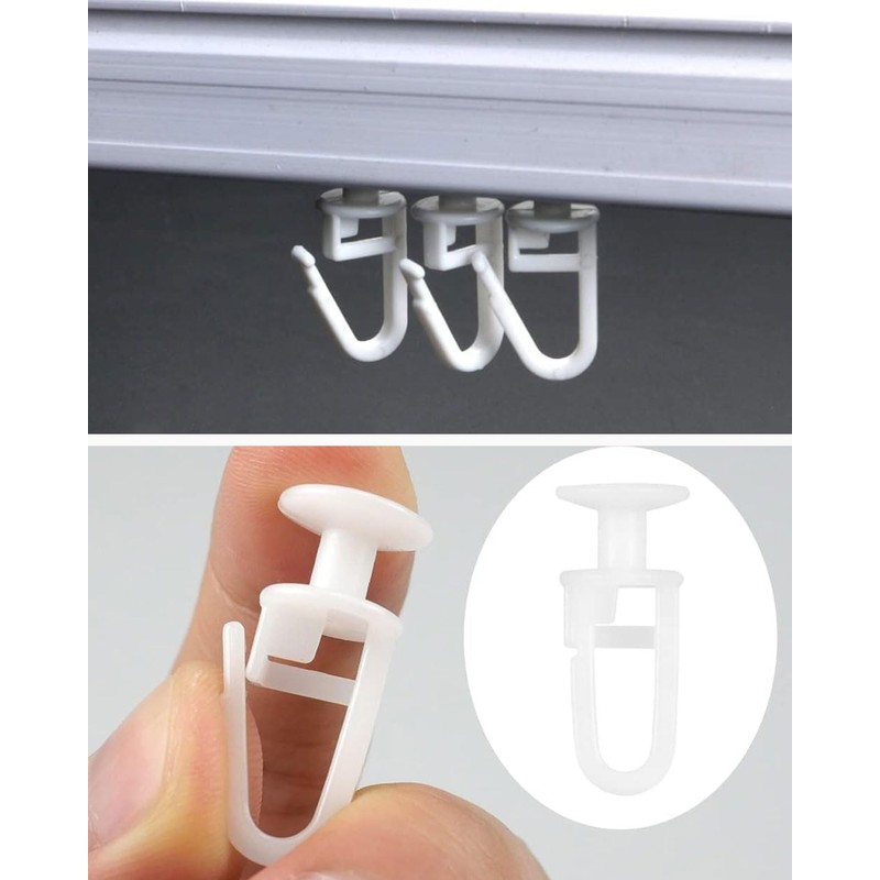 QLEUIFT Curtain Hooks for Rails, Curtain Gliders for Inner Rails,