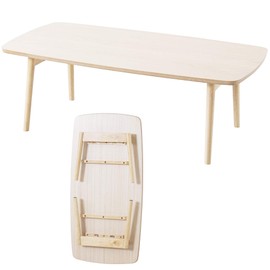 AZUMAYA SGS-229WW Folding Legs Coffee Center Table, W41.3 x D20.5 x H13.8 Inches, Natural White Ash and Rubber Wood Material, Home and Living, Whitewash Wood Color