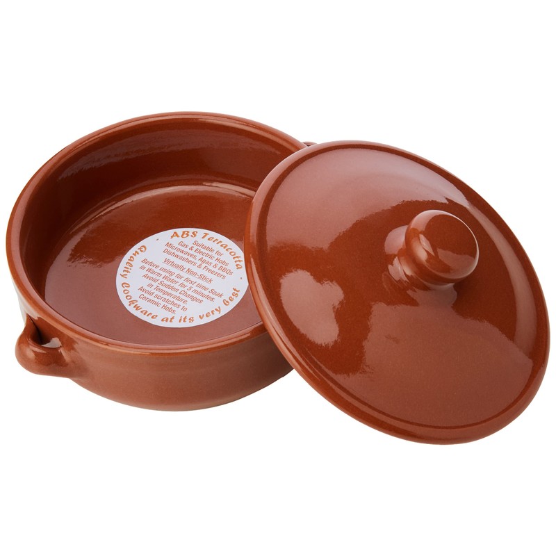 Amazing Cookware SB133 Natural Terracotta Deep Dish with Lid (Diameter